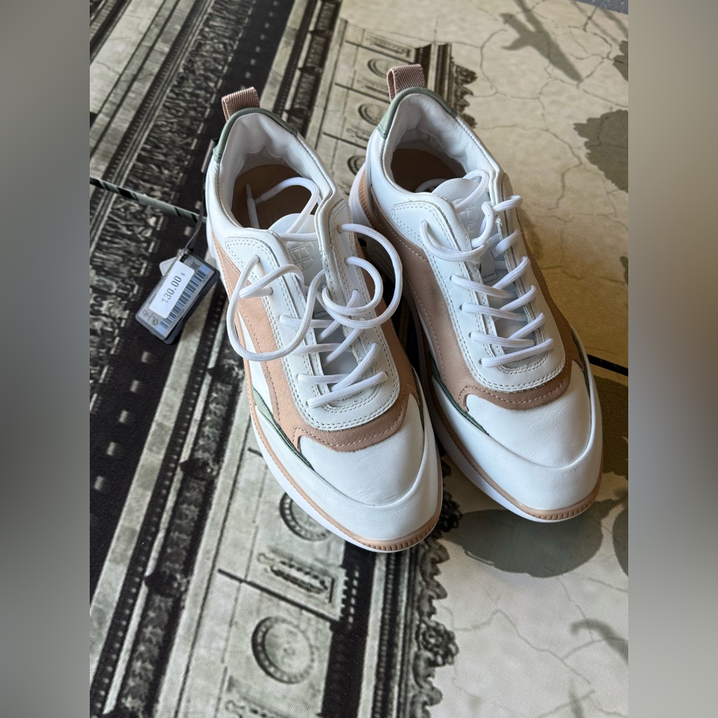 Massimo Dutti White And Tan Sneakers